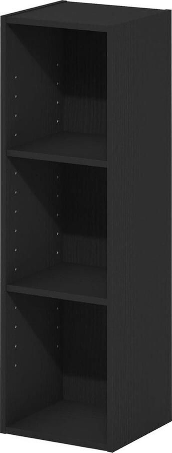 3-laags ruimtebesparende opbergplank boekenkast 25 cm breed zwart hout ideaal voor boeken en decoratie