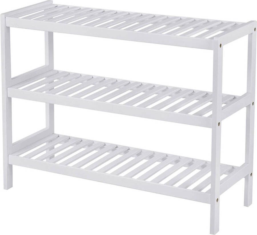 Medina Nancy's Bamboe 3-laags Schoenenrek Badkamerrek Opbergrek Geschikt voor 12 paar schoenen 70 x 26 x 55 cm - Foto 3