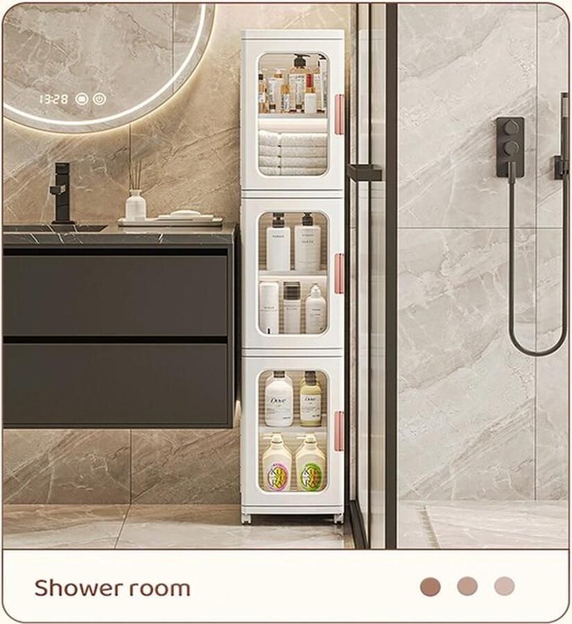 3-Laagse Plastic Opbergdoos Transparante Opbergkast Met Deksel & Wielen Stapelbare Opbergdoos Voor Keuken Badkamer Kantoor & Slaapkamer Ruimtebesparend & Duurzaam Magnetisch Deursysteem