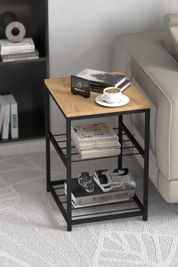 3 Metalen Gaasplanken Kleine Salontafel 3 Laags metalen Bijzettafel Banktafel Bijzettafels Metalen plank Bijzettafel Thee en Koffietafel 30x45 cm