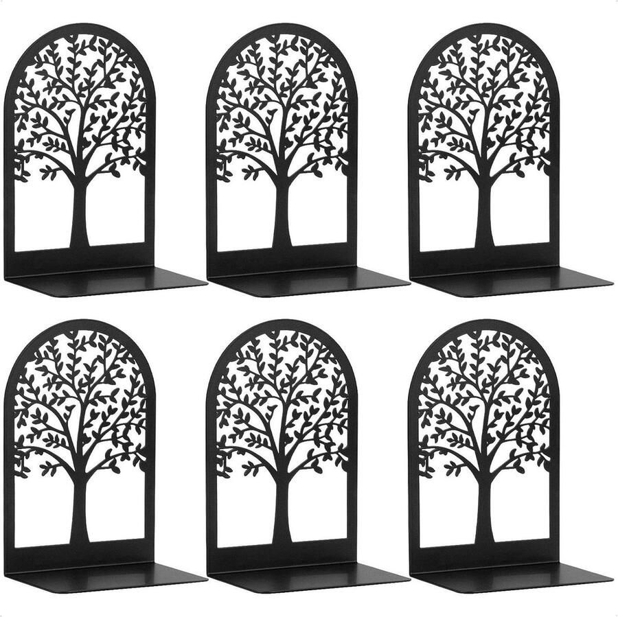 3 Paar Metalen Boekensteunen Decoratief & Handig Bureau en Planken Thuiskantoor Organisatie book ends