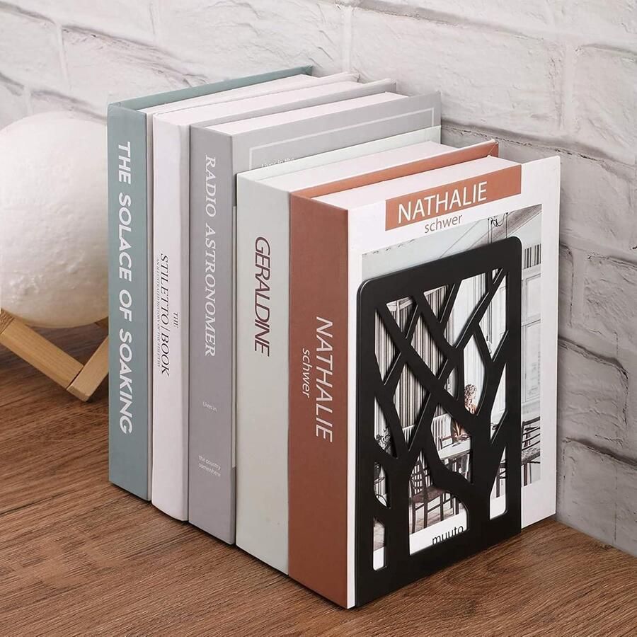 3 Paar Metalen Zwarte Boekensteunen Anti-slip Kras Folderhouder Organisatie voor Bureau Thuis Kantoor Boek Houder Boekenplank boeksteun