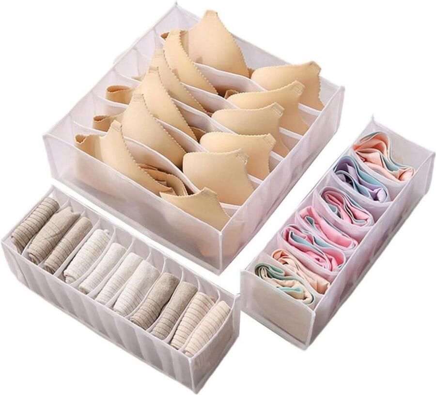 3-pack kledingopbergers opvouwbaar ladekast ondergoed opbergdoos opbergmand garderobekast opbergdoos opbergrooster met compartimenten kan sokken ondergoed kleding stropdassen opbergen