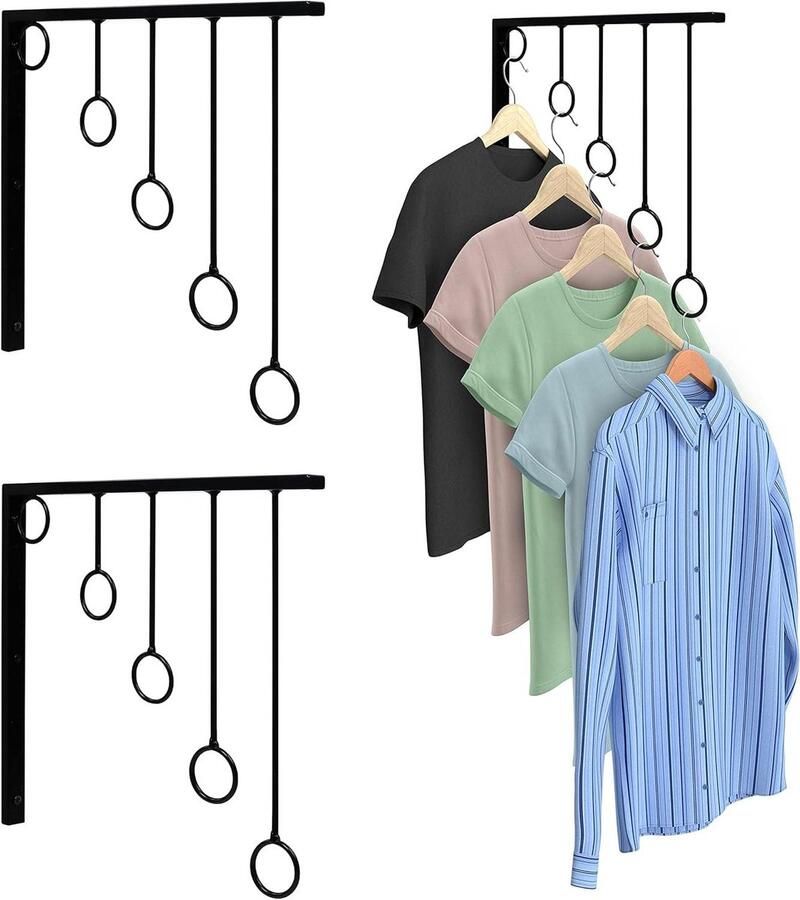 3-Pack Muurgemonteerde Metalen Kledingrekken Industriële Hanger Rails Zwaar Dut Kleding Opslagrek 30 5 x 28 5 cm Ruimtebesparend Sterke Kwaliteit