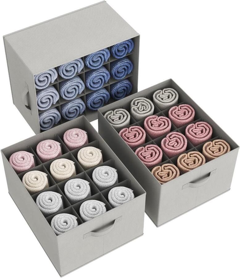 3 Pieces Closet Organizers and Storage Bins 12 Compartments Drawer Organizer Foldable Clothes Storage Box for Trousers Sweaters Towels T Shirts Wardrobe Shelf Dividers Closet