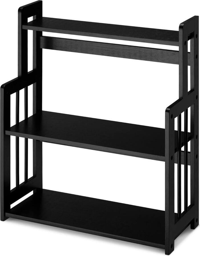 3 planken keukenrek Verstelbaar kruidenrek van bamboe Stevige constructie Zwart