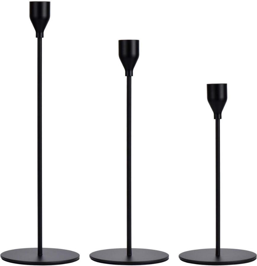 3 sets kandelaars van verschillende afmetingen 24 29 34 cm kandelaar kegel kandelaar retro kandelaar decoratieve lamp zwart