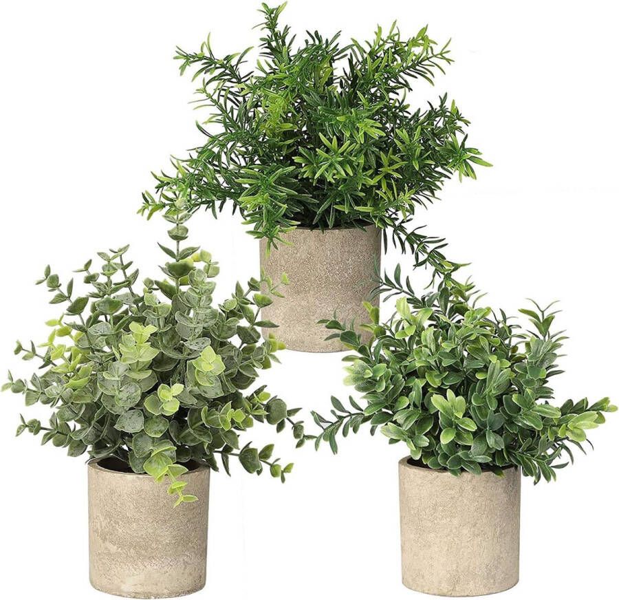 3 stks Mini Nep Planten Kunstmatige Groen Eucalyptus Rozemarijn Planten voor Thuis Kantoor Tafel Slaapkamer Indoor Outdoor Decor