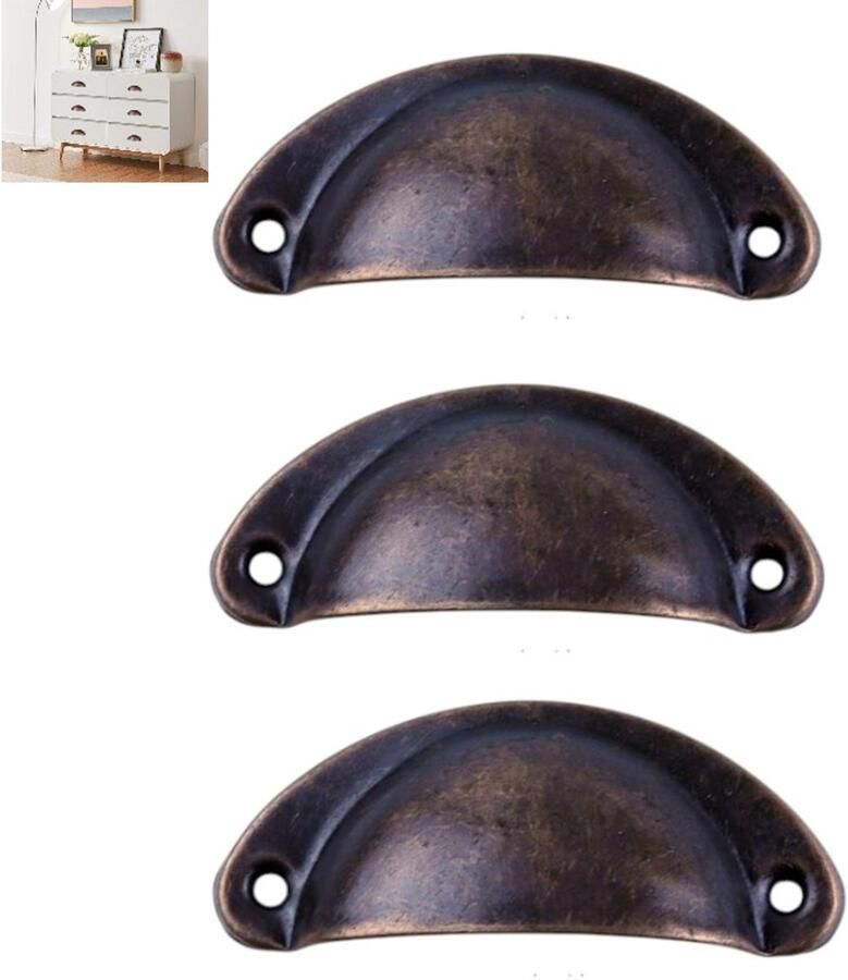 3 stuks 81*35mm Antiek Brons Medicijnkastgreep Schelpvormige Ladegreep Metalen handgreep Retro handgreep Halfronde handgreep