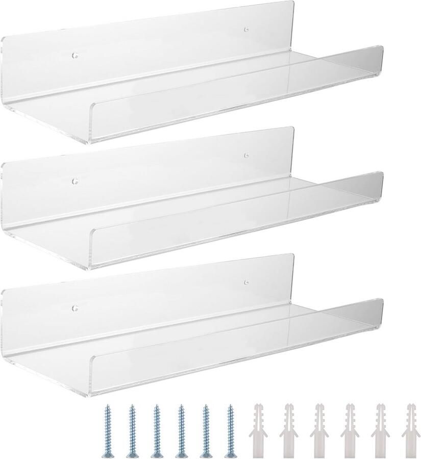 3 Stuks Acryl Wandplanken Wandrek Zonder Boren voor Badkamer Keuken en Kantoor