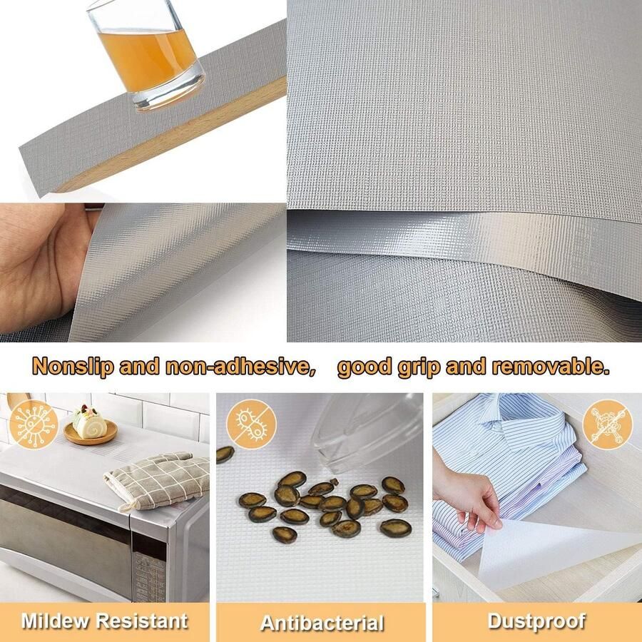 3 stuks antislip matten voor de keuken EVA-planken kasten ladematten op maat te snijden waterdichte koelkastmatten anti-schimmel 45 cm x 150 cm grijs