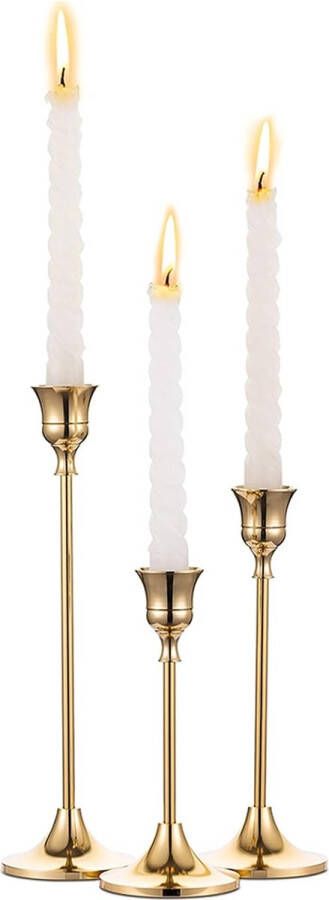 3 stuks brass gold metal taper kaarsenhouders vintage kaarsenstandaard hartstuk voor tafel schoorsteenmantel bruiloft housewarming cadeau kaarsenhouder staafkaars voor tafeldecoratie Kerstmis salontafel