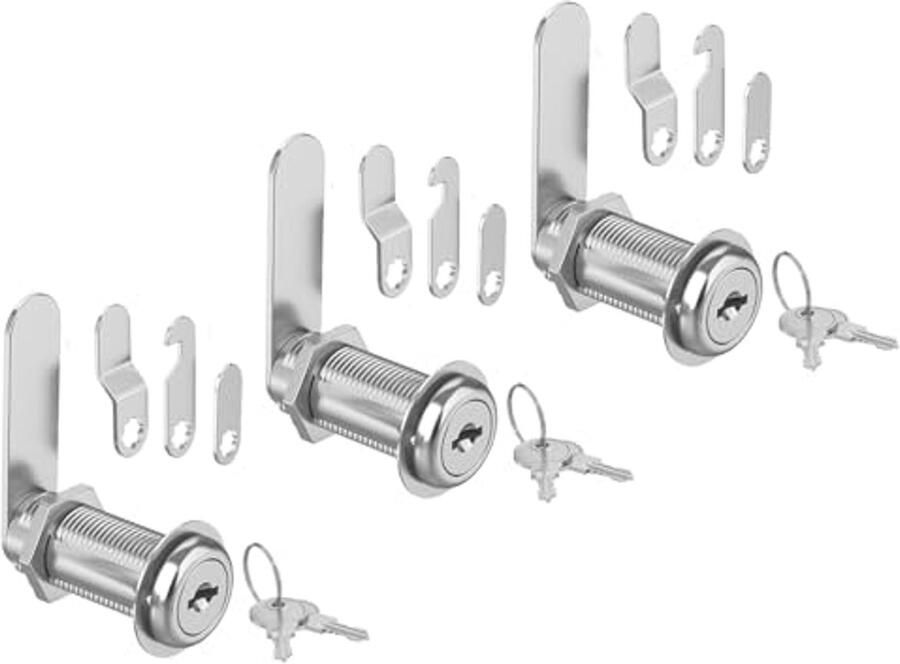 3 Stuks Kastsloten met Sleutels 1-1 2 Inch Cam Lock Gelijksluitend voor Kasten en Brievenbussen