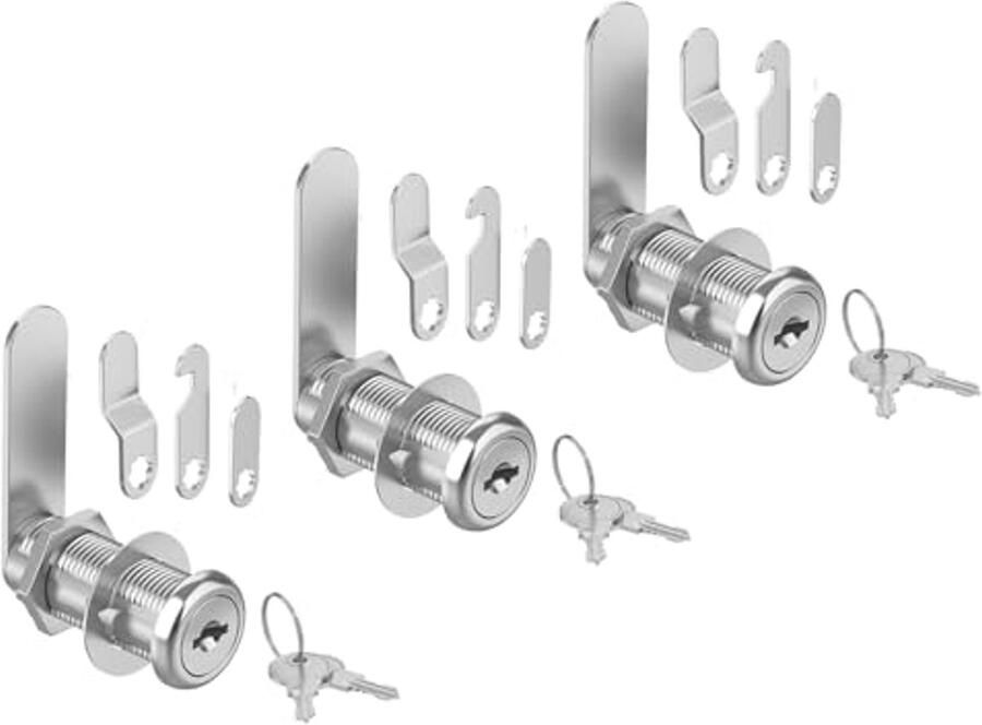 3 Stuks Kastsloten met Sleutels Gelijklopende Cam Lock 1-3 8 inch voor Brievenbussen en Kasten