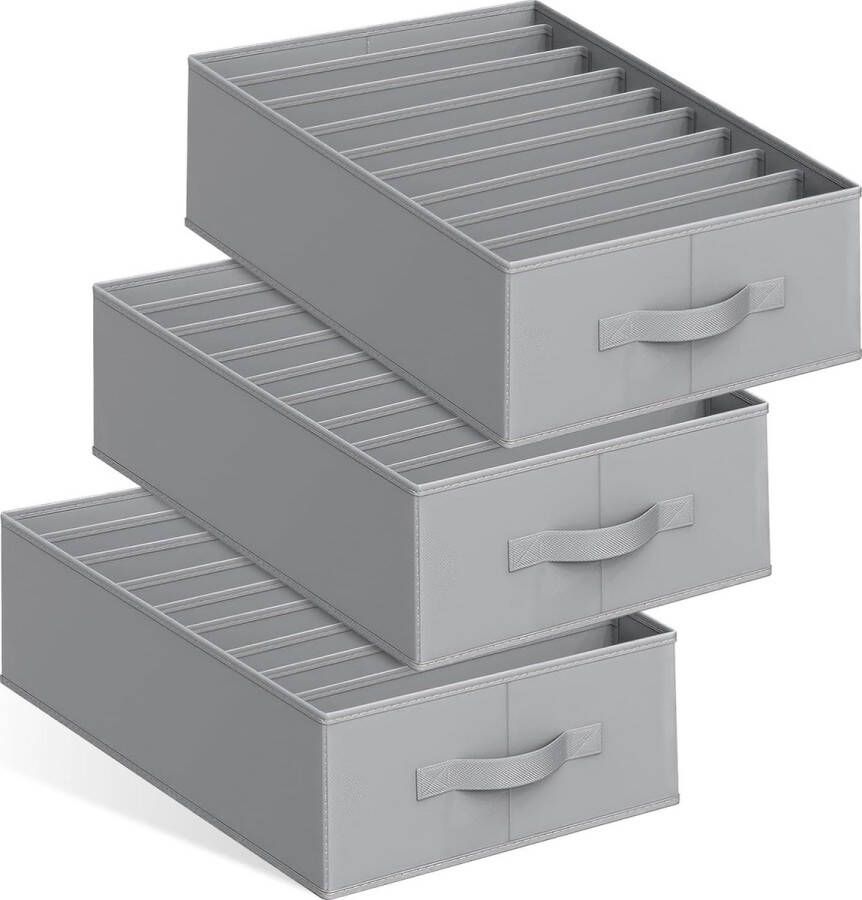 3 stuks kledingkast-organizer 6 + 7 + 9 vakken broek trui laden opbergsysteem in kledingkast laden commode opvouwbare stof grote PE-hardplaat kastorganizer kleding-44 x 30 x 20 cm