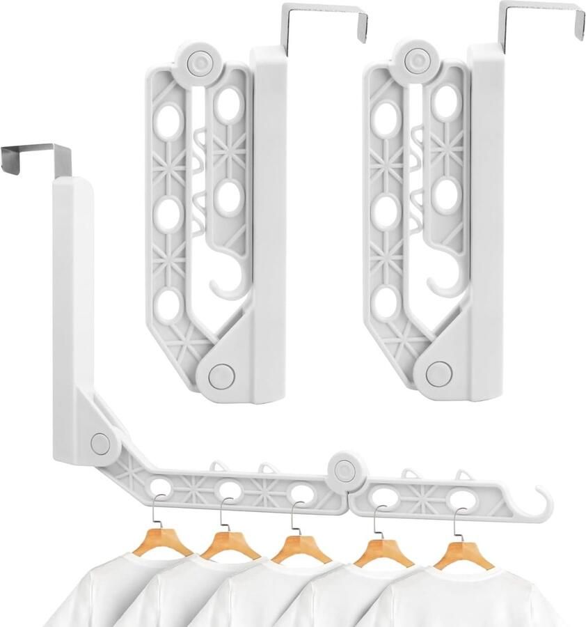 3 stuks kledingventilator deurhanger opvouwbare kleerhanger kledingstang moderne ruimtebesparende vouwfunctie 5 kg draagvermogen opvouwbare haken voor balkonkasten slaapkamer