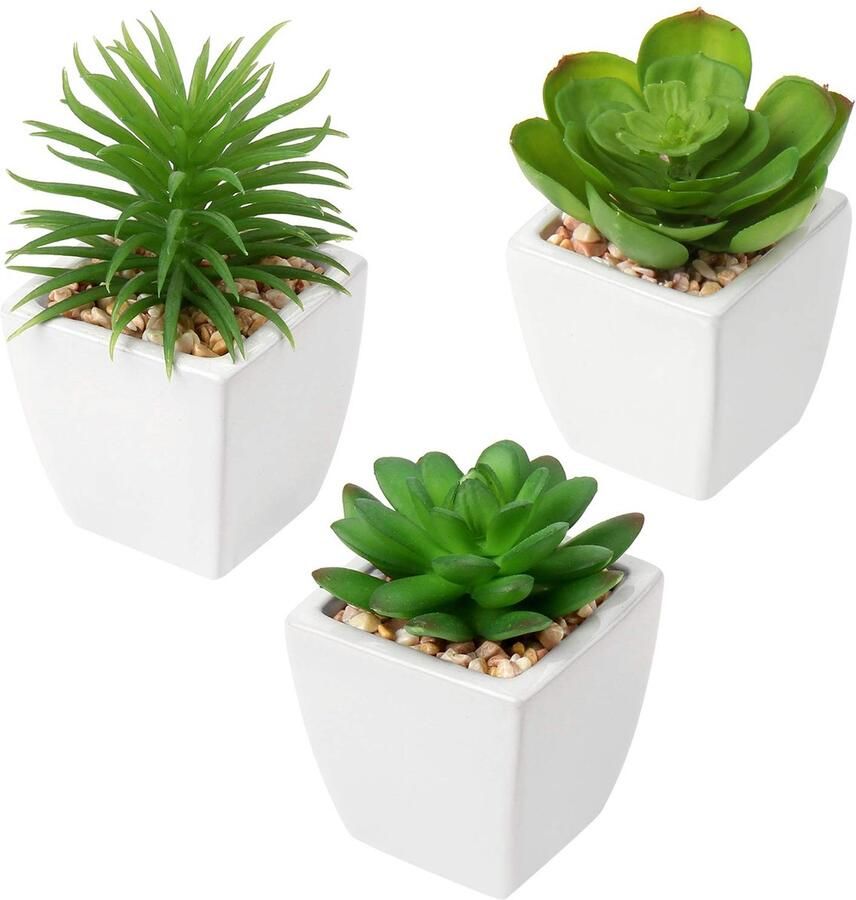 3 stuks kunstmatige vetplanten kunstplanten voor binnen in keramische pot decoratie voor badkamer tafel huis balkon kantoor set van 3