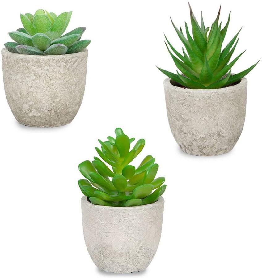 3 stuks kunstmatige vetplanten met pot kunstplanten in pot plastic planten kamerdecoratie kunstplanten nepplant voor kantoor balkon woonkamer tuintafel