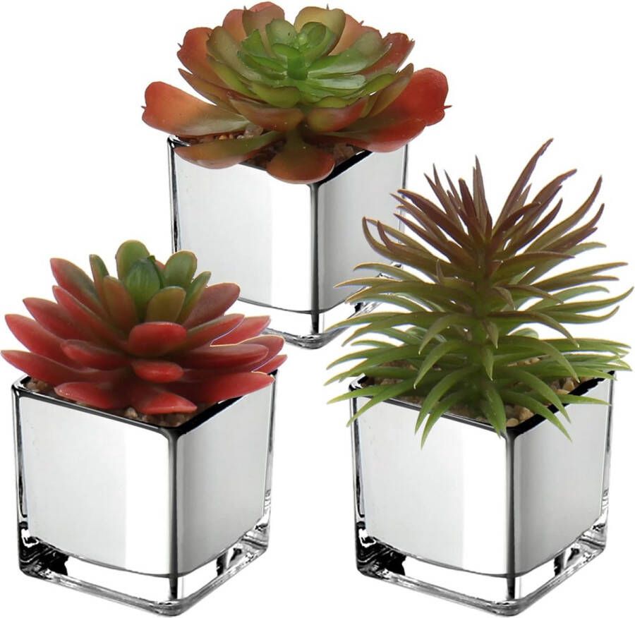 3 stuks kunstplant voor vetplanten decoratieve plant in glazen pot decoratieve mini-vetplanten kamerplant voor badkamer balkon slaapkamer woonkamer bureau decorati