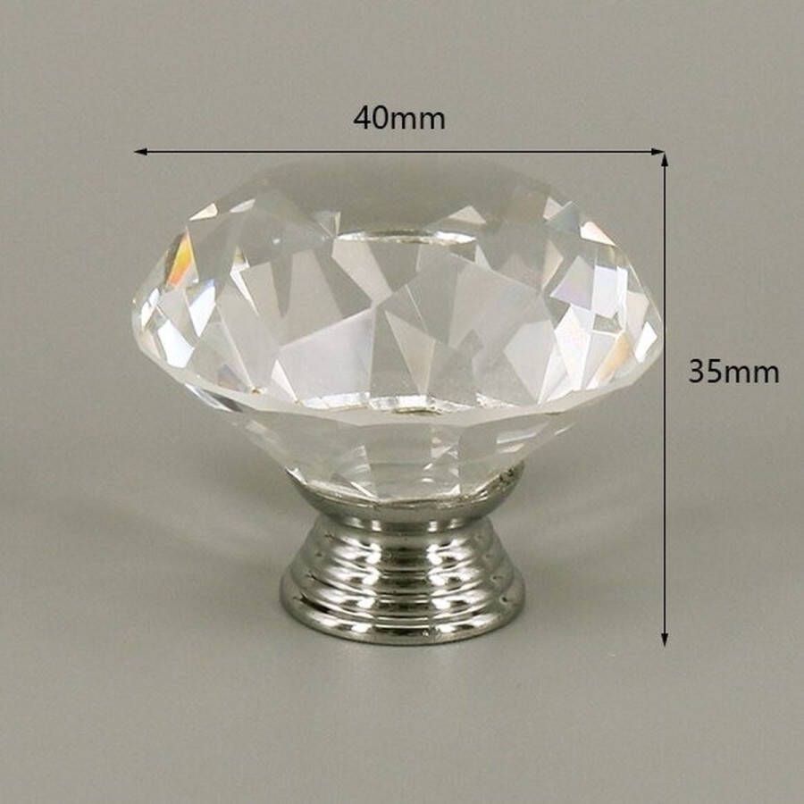 3 Stuks Meubelknop Kristal Zilver & Transparant- 4*3.5 cm Meubel Handgreep Knop voor Kledingkast Deur Lade Keukenkast
