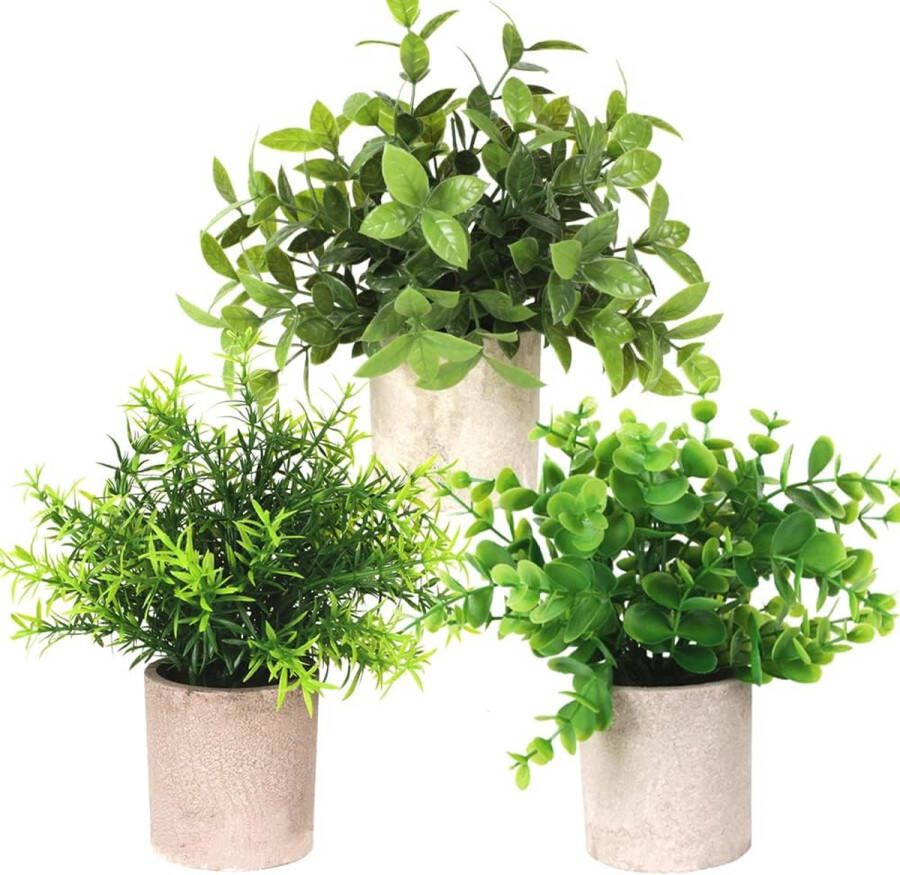 3 stuks mini-kunstplanten potplant kunstzinnig kleine kunststof planten namaakplanten voor thuis badkamer kantoor tafel kamerdecoratie