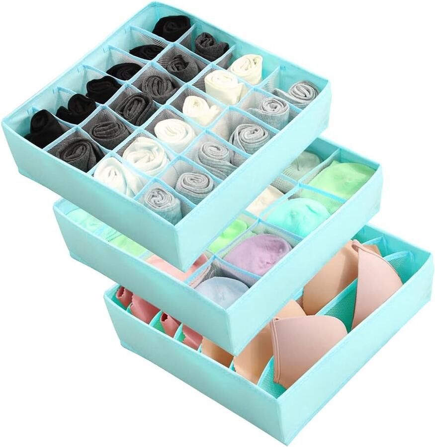 3 stuks opbergdozen 24 laden organizer vouwdozen ladeverdeler huis slaapkamer kledingkast opslag van ondergoed sokken stropdassen riemen