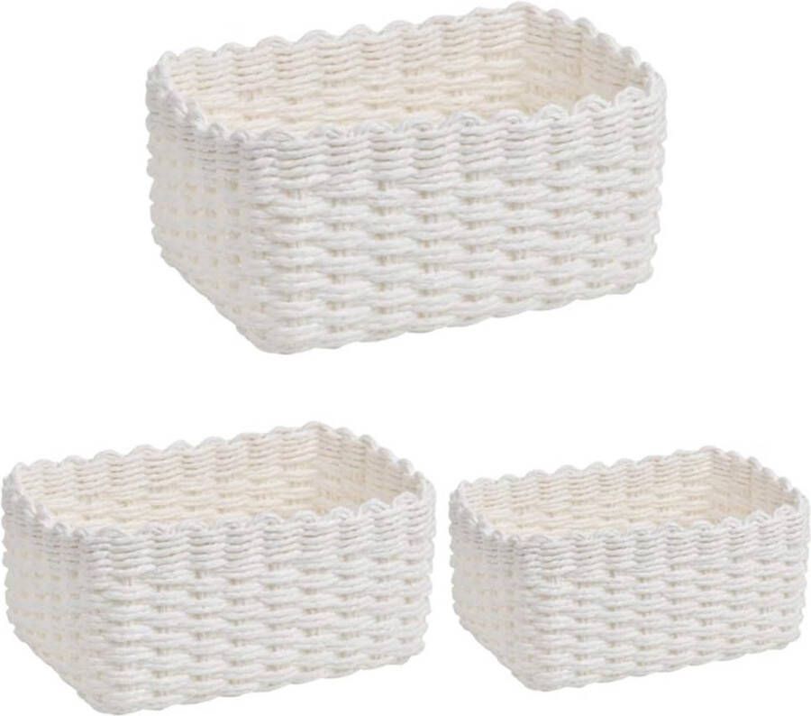 3 stuks opbergmand van gerecycled papiertouw 3 maten gevlochten manden organizer voor kasten badkamer keuken slaapkamer (wit)