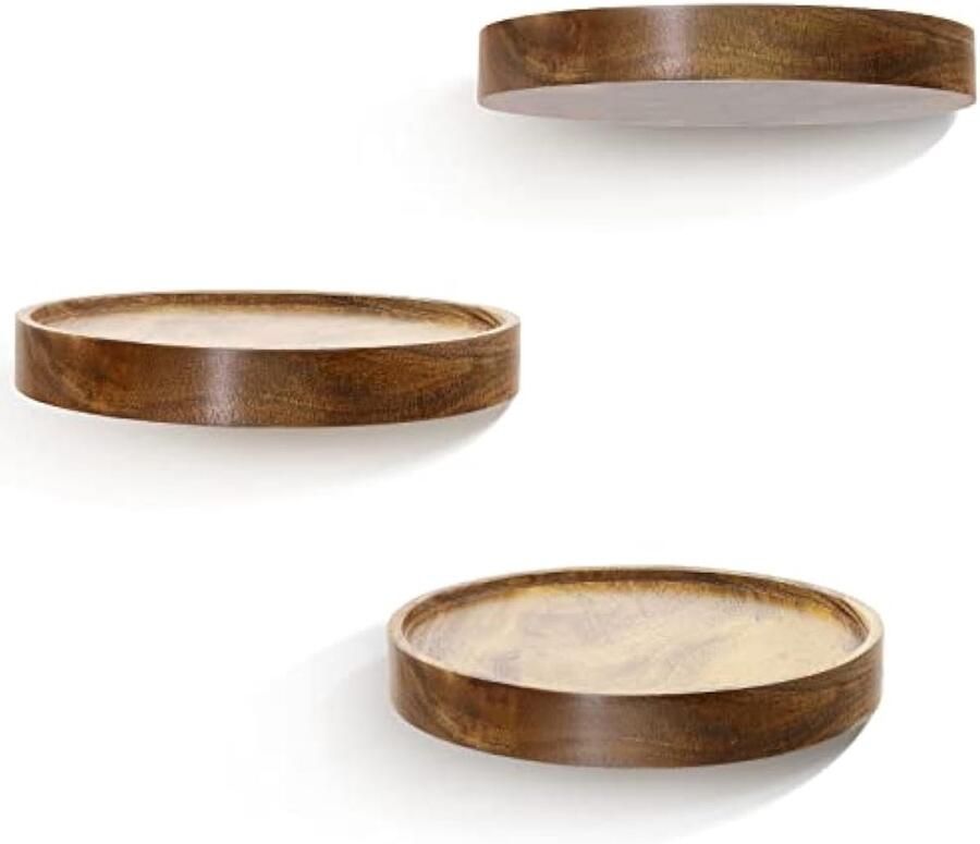 3 stuks ronde zwevende planken voor wanddecoratie 6 diameter acaciahout drijvende plank wandplanken voor slaapkamer woonkamer badkamer keuken moderne decoratie