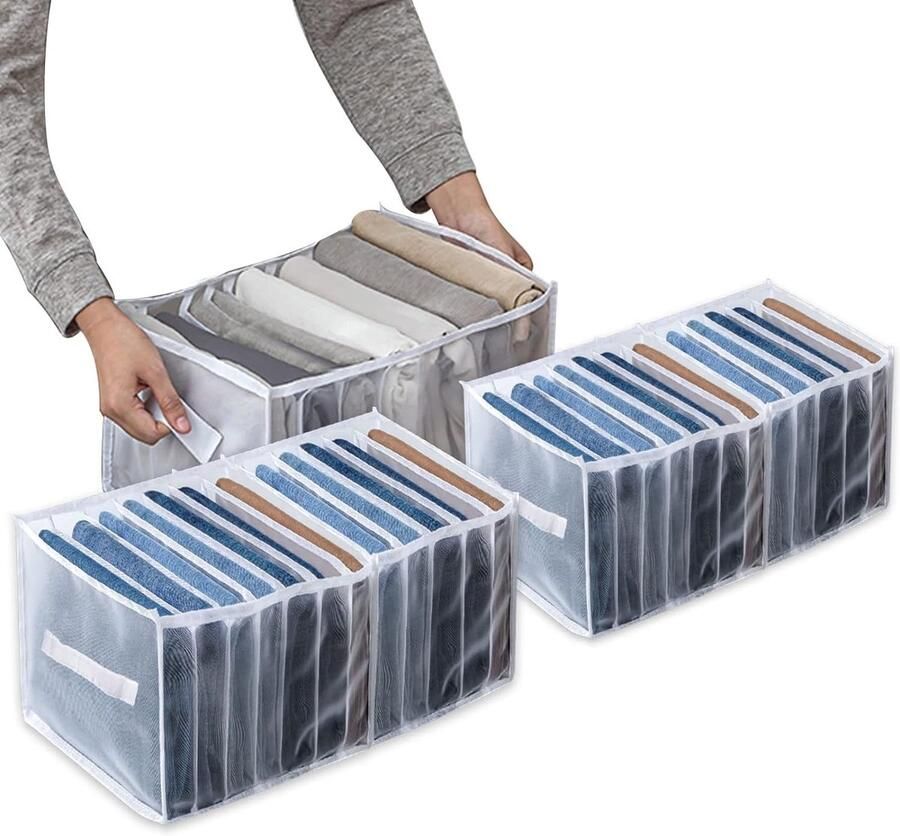 3 stuks T-shirt opbergdoos lade-organizer opvouwbare mesh-opbergdoos T-shirt opbergdoos met 12 rasters voor het opbergen van T-shirts beha's en sokken