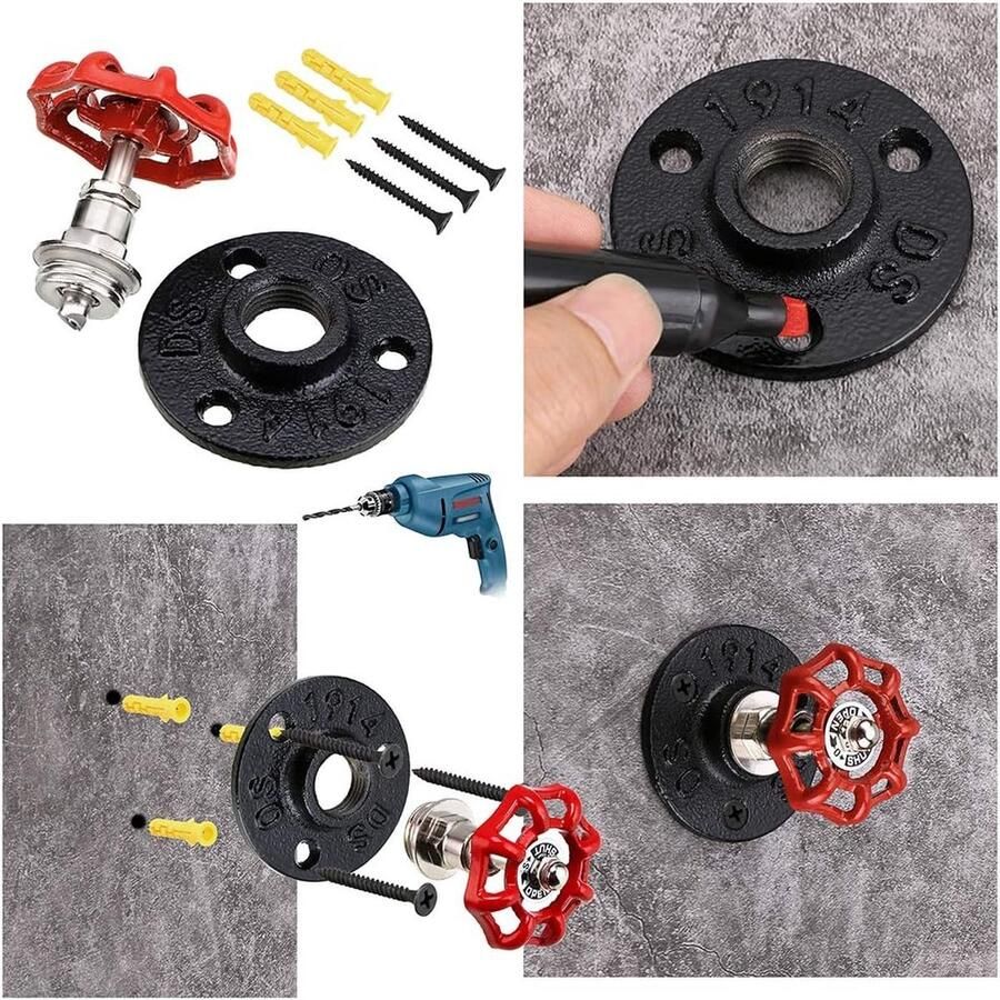 3 stuks vintage industriële ijzeren pijp hoedhaken wandgemonteerde retro buishaken haken houder hangopbergrek voor badjas handdoek tas paraplu antieke woondecoratie