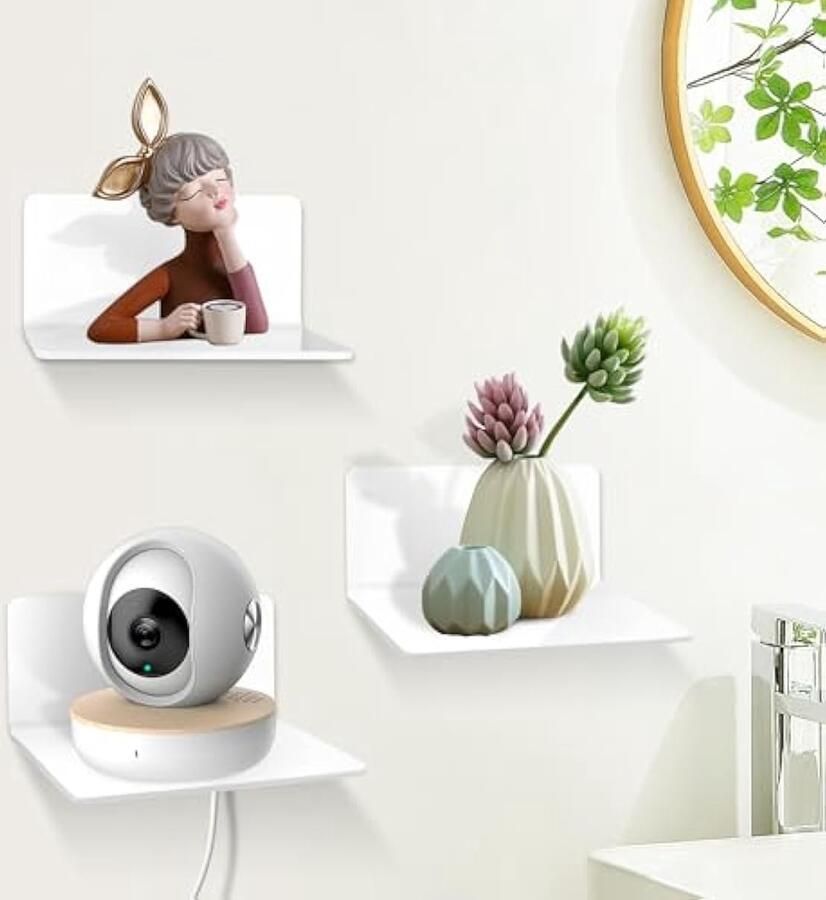 3 (stuks) wandrekken zonder boren 15 cm wit van acryl voor badkamer wandmontage modern kubusdesign zelfklevend voor slaapkamer keuken woonkamer