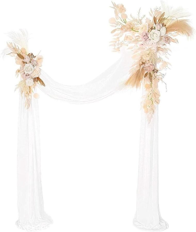 Arch Bloemen Decoratie Kit (3 Stuks) Chiffon Boog Draperieën voor Bruiloft Bloemstuk voor Trouwceremonie Beige