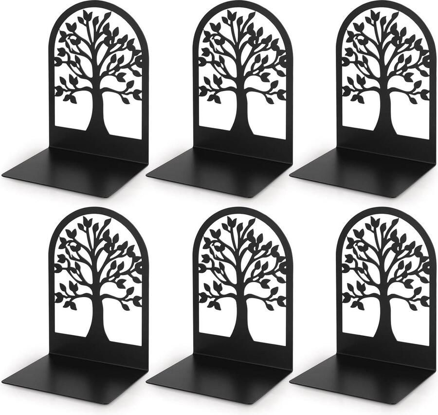 3 stuks Zwarte Metalen Boekensteunen Boomvorm Voor Thuis Kantoor Bibliotheek Ideale Cadeau voor Studenten book ends