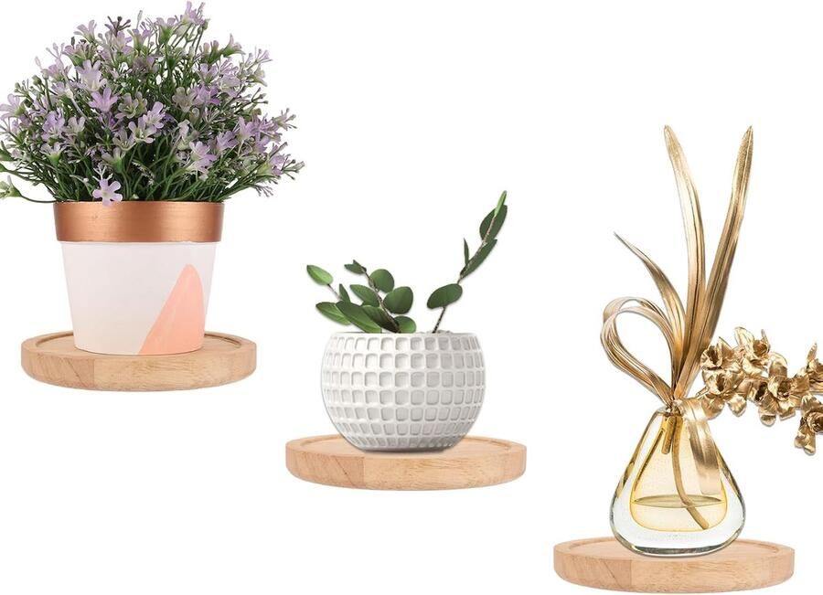 3 stuks zwevende planken hout rond kleine ronde wandplank diameter 15 cm echt hout zwevende plank klein wandrek hout rond voor een bloempot of een vaas mooie wanddecoratie