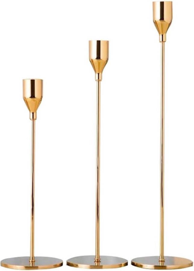 3 stuks set kandelaars taps toelopende kegelhouders kandelaars middenstukken kernstuk tafel bruiloft kaarsenstandaard gouden kaarsenhouder staafkaars voor tafel bruiloft kerstdecoratie