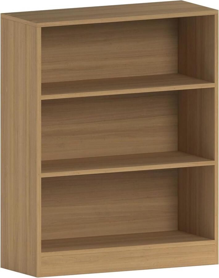 3 Tier Lage Boekenkast voor Kantoor en Woonkamer Eiken Houten Display Rekken