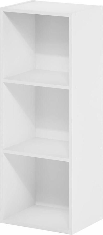 3-Tier Open Shelf Bookcase White Assembly No Tool Required Furinno Pasir