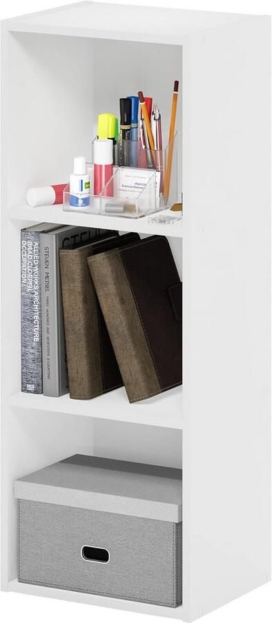 3-Tier Open Plank Boekenkast Geen Gereedschap Montage Wit - Foto 2