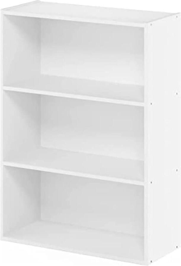 3 Tier Open Plank Boekenkast Wit Modern Design