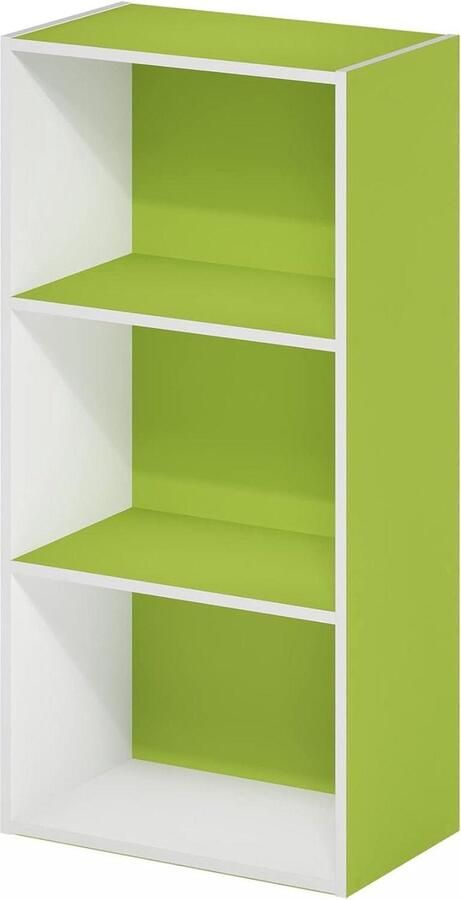 3-Tier Open Shelf Bookcase Green White Furinno