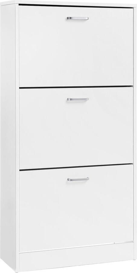 3 Tier Shoe Cabinet Shoe Chest White Shoe Storage Organizes 12-18 Pairs 60x120x24cm
