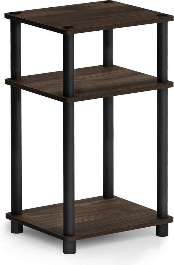 3-Tier Turn-N-Tube bijzettafel nachtkastje Columbia walnoot zwart nachtkastje zwart 60 cm hoog