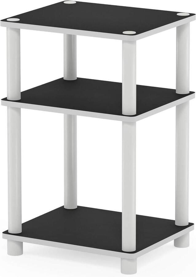 3-Tier Turn-Tube Eindtafel Bijzettafel met Witte Buis Moderne Nachtstandaard 115 x 134 x 228 cm Nachtkastje