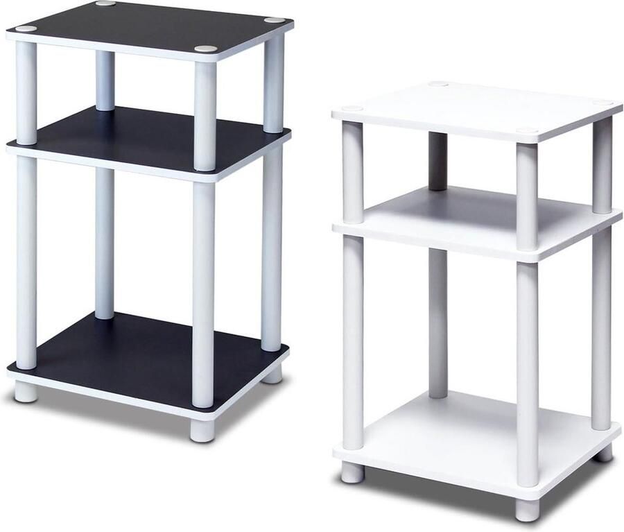 3-Tier Turn-Tube eindtafel bijzettafel nachtkastje in wit 115 x 134 x 228 cm - Foto 2