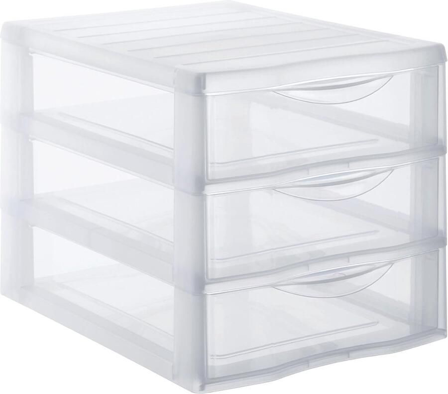 3-transparante laden kunststof ladekast voor A4 papierformaat stapelbaar 255 cm hoog