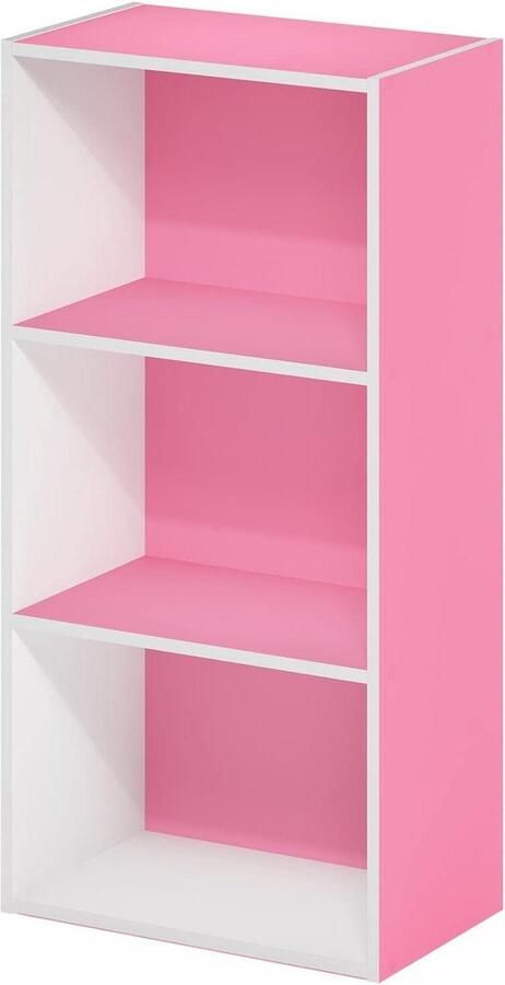 3-traps boekenkast met open plank roze wit