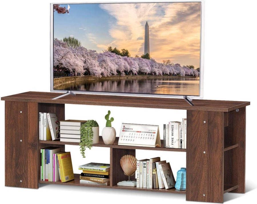 3-traps TV-kast televisiekast hout televisietafel woonkamerkast 110 cm breed lowboard (koffie)