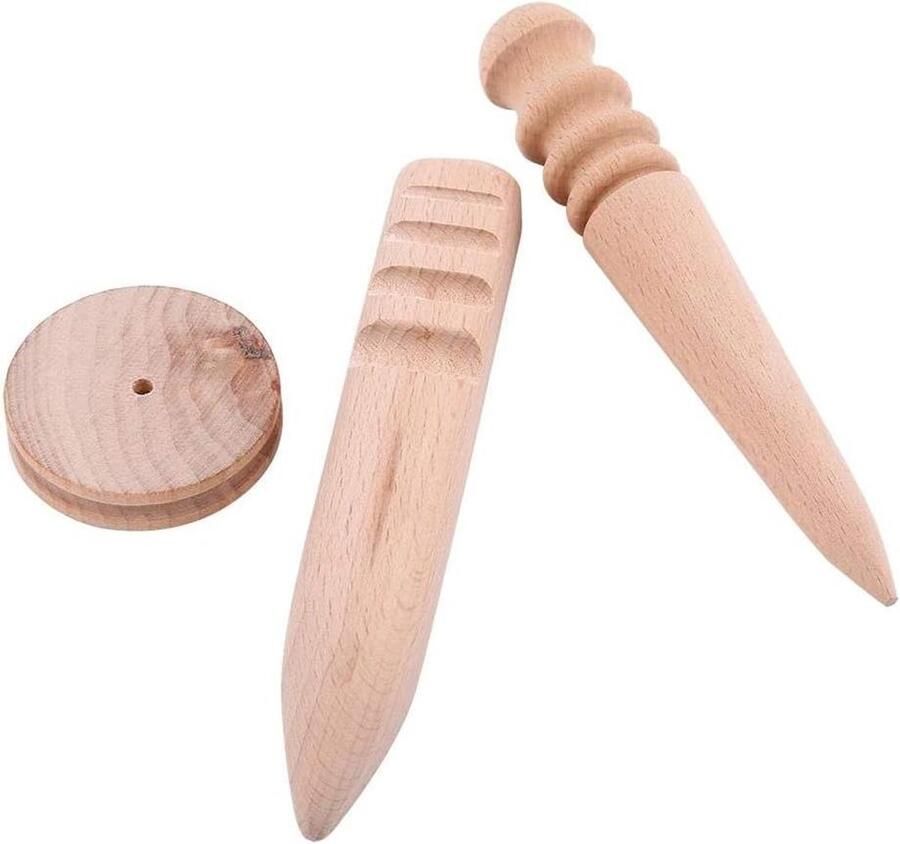 3 Types Wooden Leather Edge Burnisher Polished Grinding Tool- 3 Holz Leder Handwerk Rand Slicker Holzkante Slicker Multi-Size-Burnisher in 1 Set DIY Handwerkzeug