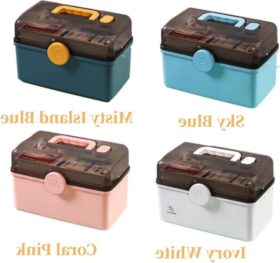 3 verdiepingen medicijnkastje met opbergzak medicijnenorganizer voor huisapotheek blauw 29 x 16 x 157 cm