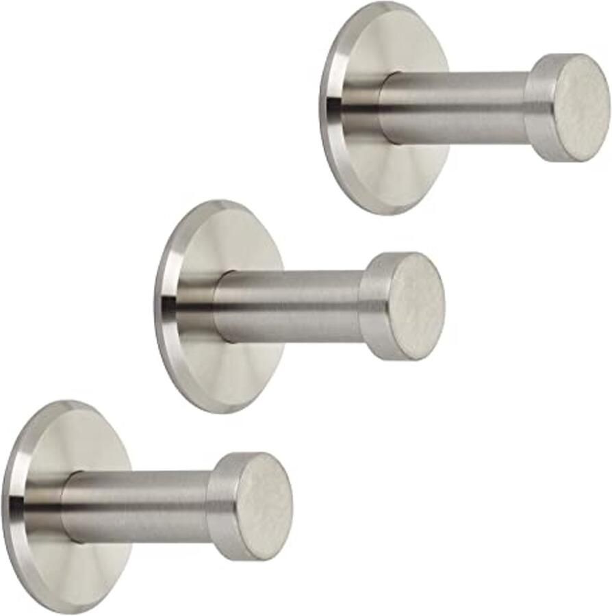 3 x geborstelde RVS kapstokhaak Talea met bevestigingsset